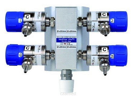 Rozdzielacz do tlenoterapii masowej MULTISTAR w komplecie z wężem 2 m tlen zakończonywtykami prostymi AGA